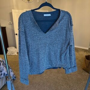 Lush Blue V-Neck Sweater